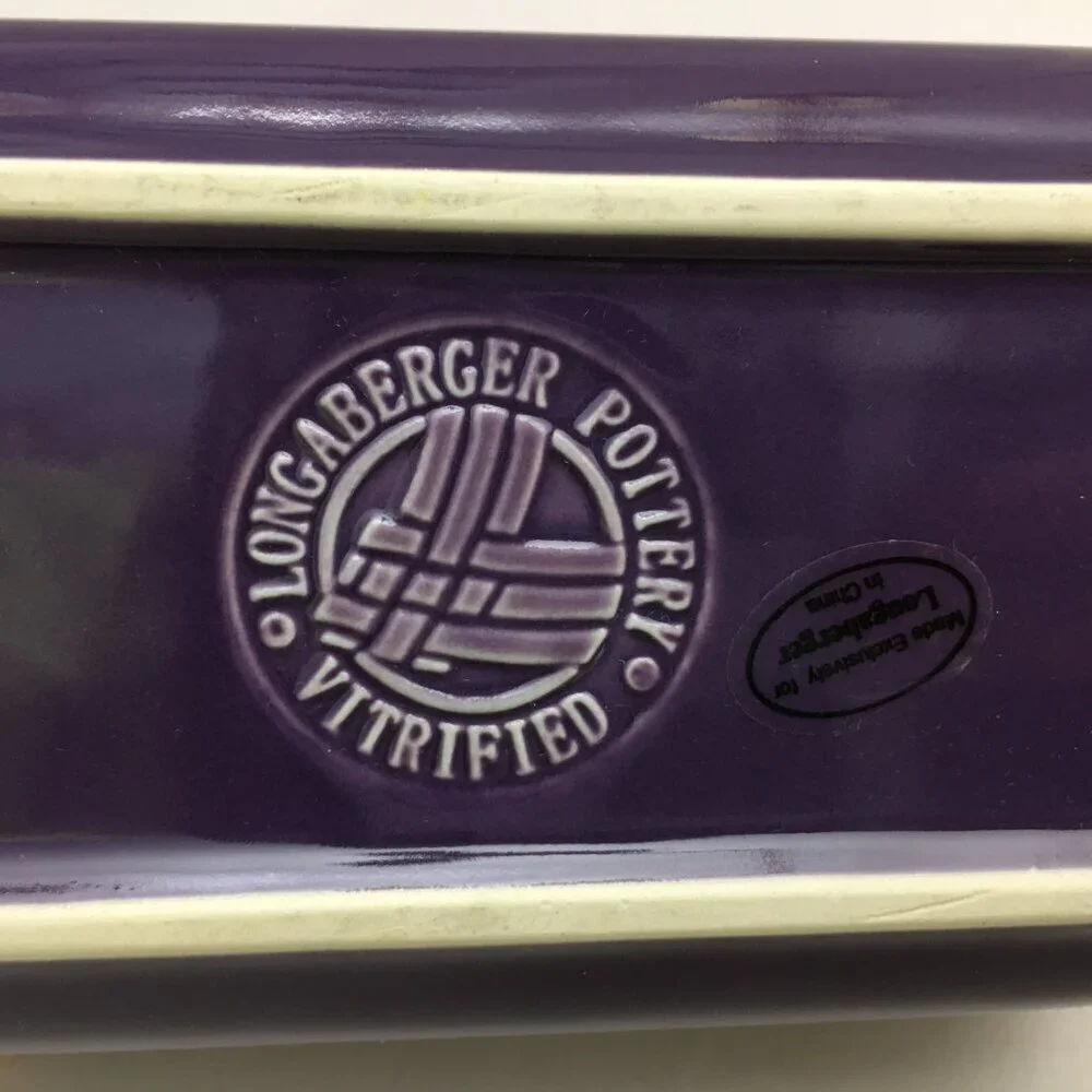 Longaberger Pottery Eggplant Purple Mini Loaf Dish Woven Traditions Bakeware